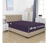Elegant Comfort 1500 Premium Hotel Quality 18-21 Inches Deep - Extra Deep Pocket Single Fitted Sheet for High Mattress, Luxury and Softest, Smart Pocket - Wrinkle Free, King, Purple