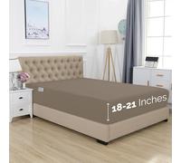 Elegant Comfort 1500 Premium Hotel Quality 18-21 Inches Deep - Extra Deep Pocket Single Fitted Sheet for High Mattress, Luxury and Softest, Smart Pocket - Wrinkle Free, King, Taupe