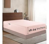Elegant Comfort 1500 Premium Hotel Quality 18-24 Inches Deep - Extra Deep Pocket Single Fitted Sheet for High Mattress, Luxury and Softest, Smart Pocket - Wrinkle Free, King, Blush Pink