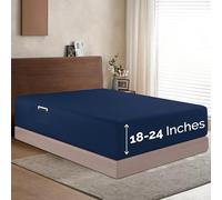 Elegant Comfort 1500 Premium Hotel Quality 18-24 Inches Deep - Extra Deep Pocket Single Fitted Sheet for High Mattress, Luxury and Softest, Smart Pocket - Wrinkle Free, King, Navy Blue