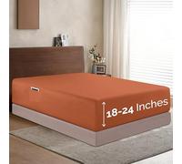 Elegant Comfort 1500 Premium Hotel Quality 18-24 Inches Deep - Extra Deep Pocket Single Fitted Sheet for High Mattress, Luxury and Softest, Smart Pocket - Wrinkle Free, Twin/Twin XL, Coral