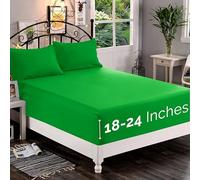 Elegant Comfort 1500 Premium Quality Fitted Sheet Ultra Soft 18-24 Inch Extra Deep Pocket - Single Fitted Sheet for High Mattress-Wrinkle Free with Smart Storage Pockets, Cal King, Emerald Green