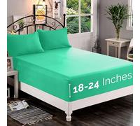 Elegant Comfort 1500 Premium Quality Fitted Sheet Ultra Soft 18-24 Inch Extra Deep Pocket - Single Fitted Sheet for High Mattress - Wrinkle Free with Smart Storage Pockets, Full, Paradise Teal