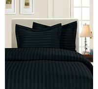Elegant Comfort® 1500 Thread Count -DAMASK STRIPES- Egyptian Quality Luxurious Silky Soft WRINKLE & FADE RESISTANT 3pc Duvet Cover Set, Full/Queen, Black