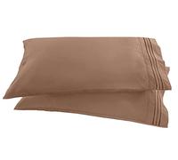 Elegant Comfort 1500 Thread Count Embroidered Egyptian Quality Luxurious Silky Soft Wrinkle & Fade Resistant 2-Piece Pillowcase, King, Taupe