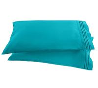 Elegant Comfort 1500 Thread Count Embroidered Egyptian Quality Luxurious Silky Soft WRINKLE & FADE RESISTANT 2-Piece Pillowcase, King/California King, Turquoise