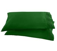 Elegant Comfort 1500 Thread Count Embroidered Egyptian Quality Luxurious Silky Soft WRINKLE & FADE RESISTANT 2-Piece Pillowcase, Standard/Queen Size, Hunter Green