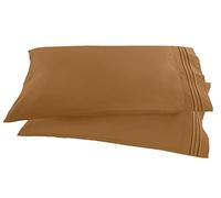 Elegant Comfort 1500 Thread Count Embroidered Egyptian Quality Luxurious Silky Soft Wrinkle & Fade Resistant 2-Piece Pillowcase, Standard/Queen Size, Bronze
