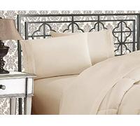 Elegant Comfort 1500 Thread Count Wrinkle & Fade Resistant Egyptian Quality Ultra Soft Luxurious 4-Piece Bed Sheet Set with Deep Pockets, Queen Beige