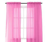 Elegant Comfort 2-Piece Sheer Panel with 2inch Rod Pocket - Window Curtains 40-inch Width X 84-inch Length, Hot Pink