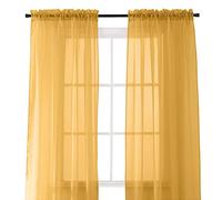 Elegant Comfort 2-Piece SHEER PANEL with 2inch ROD POCKET - Window Curtains 60-inch width X 84-inch Length - Gold