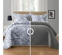 Elegant Comfort 3-Piece Boho Paisley Floral Patchwork Reversible Quilt - Soft Premium Bedspread with Matching Pillow Shams, Premium Stitching All Season Quilted Coverlet - Twin XL, Gray