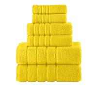 Elegant Comfort 4 Lines Viscose Stripe 6-Piece Premium Towel Set - 100% Turkish Cotton High Absorbent Luxury Bathroom Towels - Includes 2 Washcloths, 2 Hand Towels and 2 Bath Towels Set, Yellow