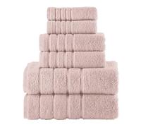 Elegant Comfort 4 Lines Viscose Stripe 6-Piece Premium Towel Set - 100% Turkish Cotton High Absorbent Luxury Bathroom Towels - Includes 2 Washcloths, 2 Hand Towels and 2 Bath Towels Set, Dusty Rose