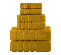 Elegant Comfort 4 Lines Viscose Stripe 6-Piece Premium Towel Set - 100% Turkish Cotton High Absorbent Luxury Bathroom Towels - Includes 2 Washcloths, 2 Hand Towels and 2 Bath Towels Set, Gold