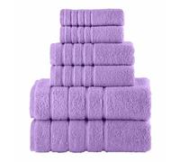 Elegant Comfort 4 Lines Viscose Stripe 6-Piece Premium Towel Set - 100% Turkish Cotton High Absorbent Luxury Bathroom Towels - Includes 2 Washcloths, 2 Hand Towels and 2 Bath Towels Set, Lilac