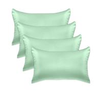 Elegant Comfort 4-Pack Cooling Viscose Satin Pillowcase Set with Hidden Zipper Closure, Silky Smooth for Hair and Skin Care-Beautiful Gift Box-4-Piece Satin Pillowcase Set, Standard/Queen, Mint Green