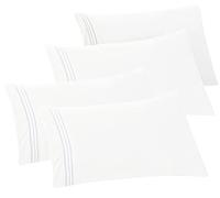 Elegant Comfort 4-PACK Solid Pillowcases 1500 Thread Count Egyptian Quality - Easy Care, Smooth Weave, Wrinkle and Stain Resistant, Easy Slip-On, 4-Piece Set, Standard/Queen Pillowcase, White