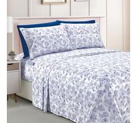 Elegant Comfort Amelia Paisley Printed 6-Piece Sheet Set, Deep Pocket 1500 Premium Hotel Quality, Fade and Wrinkle Resistant, Fitted Sheets with Smart Pockets, Paisley Sheet Set, King, Midnight Blue