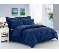 Elegant Comfort Bed-in-a-Bag 8-Piece Comforter Set, Silk, Navy Blue, Queen