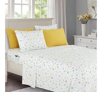 Elegant Comfort Bed Sheet Set 6 Piece Luxury Hotel Quality 1500 Luxury Microfiber - Soft, Wrinkle and Fade Resistant Holiday 1500 - Holiday 1500 - Gold Snowflake