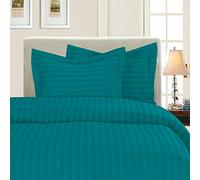 Elegant Comfort Best, Softest, Coziest 3-Piece Duvet Cover Sets! 1500 Premier Hotel Quality Luxurious Wrinkle Resistant 3-Piece Damask Stripe Duvet Cover Set, King/Cal-King, Turquoise