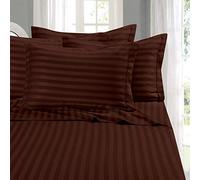 Elegant Comfort Best, Softest, Coziest 6-Piece Sheet Sets! - 1500 Premier Hotel Quality Luxurious Wrinkle Resistant 6-Piece Damask Stripe Bed Sheet Set, Full Chocolate Brown