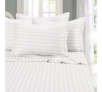 Elegant Comfort Best, Softest, Coziest 6-Piece Sheet Sets! - 1500 Premier Hotel Quality Luxurious Wrinkle Resistant 6-Piece Damask Stripe Bed Sheet Set, King White