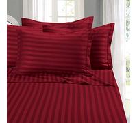 Elegant Comfort Best, Softest, Coziest 6-Piece Sheet Sets! - 1500 Premier Hotel Quality Luxurious Wrinkle Resistant 6-Piece Damask Stripe Bed Sheet Set, King Burgundy