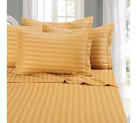 Elegant Comfort Best, Softest, Coziest Stripe Sheets Ever! 1500 Thread Count Egyptian Quality Luxury Silky-Soft Wrinkle & Fade Resistant 6-Piece Bed Sheet Set, Deep Pocket Up to 16" - California King, Camel-Gold