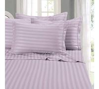 Elegant Comfort Count Egyptian Quality Luxurious Wrinkle Resistant 6-Piece Damask Stripe Bed Sheet Set, Microfiber, Lavender-Lilac, Twin