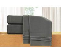 Elegant Comfort Count Egyptian Quality, Wrinkle Resistant Cool & Breathable, Easy Elastic Fitted, Microfiber, Grey, King