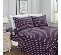 Elegant Comfort Delilah Polkadot 4-Piece Set, Fade & Wrinkle Resistant, 1500 Premium Hotel Quality Microfiber Deep Pocket Fitted Sheet Featuring Smart Pockets, Polkadot Sheet Set, TwinXL, Purple