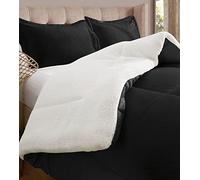 Elegant Comfort Heavy Weight Reversible Down Alternative Micro-Suede, Microsuede Flannel, Black Satin, King