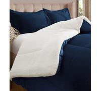 Elegant Comfort Heavy Weight Reversible Down Alternative Micro-Suede, Microsuede Flannel, Midnight Navy, California King