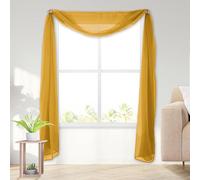 Elegant Comfort Lightweight Sheer Voile Window Scarf Valance - 216 Inch Long - 1 Panel Long Sheer Curtain for Living Room, Event Decor, Bedroom, (1 Piece) 55" X 216'' Long, Gold