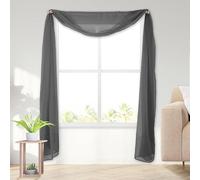 Elegant Comfort Lightweight Sheer Voile Window Scarf Valance - 216 Inch Long - 1 Panel Long Sheer Curtain for Living Room, Event Decor, Bedroom, (1 Piece) 55" X 216'' Long, Gray