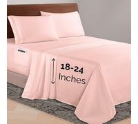 Elegant Comfort Luxurious 1500 Premium Hotel Quality Microfiber 4-Piece Sheet Set, 18-24 Inches Deep - Extra Deep Pocket Sheets - Ultra Soft 4PC Deep Pocket Sheets, Queen, Blush