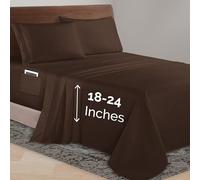 Elegant Comfort Luxurious 1500 Premium Hotel Quality Microfiber 4-Piece Sheet Set, 18-24 Inches Deep - Extra Deep Pocket Sheets - Ultra Soft 4PC Deep Pocket Sheets, Twin/Twin XL, Chocolate Brown