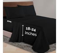 Elegant Comfort Luxurious 1500 Premium Hotel Quality Microfiber 4-Piece Sheet Set, 18-24 Inches Deep - Extra Deep Pocket Sheets - Ultra Soft 4PC Deep Pocket Sheets, Twin/Twin XL, Black