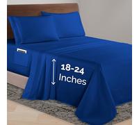 Elegant Comfort Luxurious 1500 Premium Hotel Quality Microfiber 4-Piece Sheet Set, 18-24 Inches Deep - Extra Deep Pocket Sheets - Ultra Soft 4PC Deep Pocket Sheets, Full, Royal Blue