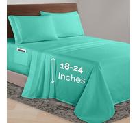 Elegant Comfort Luxurious 1500 Premium Hotel Quality Microfiber 4-Piece Sheet Set, 18-24 Inches Deep - Extra Deep Pocket Sheets - Ultra Soft 4PC Deep Pocket Sheets, Queen, Paradise Teal