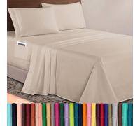 Elegant Comfort Luxurious 1500 Premium Hotel Quality Microfiber 4-Piece Sheet Set, 18-24 Inches Deep - Extra Deep Pocket Sheets - Ultra Soft 4PC Deep Pocket Sheets, Queen, Cream