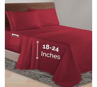 Elegant Comfort Luxurious 1500 Premium Hotel Quality Microfiber 4-Piece Sheet Set, 18-24 Inches Deep - Extra Deep Pocket Sheets - Ultra Soft 4PC Deep Pocket Sheets, King, Burgundy
