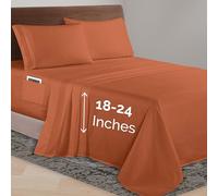 Elegant Comfort Luxurious 1500 Premium Hotel Quality Microfiber 4-Piece Sheet Set, 18-24 Inches Deep - Extra Deep Pocket Sheets - Ultra Soft 4PC Deep Pocket Sheets, California King, Coral