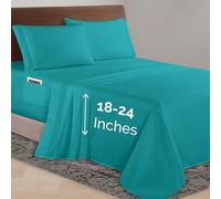 Elegant Comfort Luxurious 1500 Premium Hotel Quality Microfiber 4-Piece Sheet Set, 18-24 Inches Deep - Extra Deep Pocket Sheets - Ultra Soft 4PC Deep Pocket Sheets, Full, Turquoise