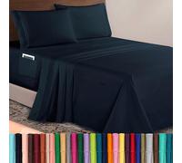 Elegant Comfort Luxurious 1500 Premium Hotel Quality Microfiber 4-Piece Sheet Set, 18-24 Inches Deep - Extra Deep Pocket Sheets - Ultra Soft 4PC Deep Pocket Sheets, King, Black