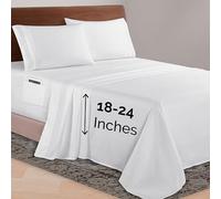 Elegant Comfort Luxurious 1500 Premium Hotel Quality Microfiber 4-Piece Sheet Set, 18-24 Inches Deep - Extra Deep Pocket Sheets - Ultra Soft 4PC Deep Pocket Sheets, Queen, White