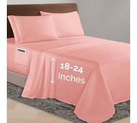 Elegant Comfort Luxurious 1500 Premium Hotel Quality Microfiber 4-Piece Sheet Set, 18-24 Inches Deep - Extra Deep Pocket Sheets - Ultra Soft 4PC Deep Pocket Sheets, Queen, Dusty Rose