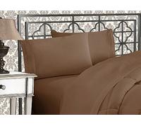 Elegant Comfort Luxurious 1500 Premium Hotel Quality Microfiber Three Line Embroidered Softest 4-Piece Bed Sheet Set, Wrinkle and Fade Resistant, King, Taupe